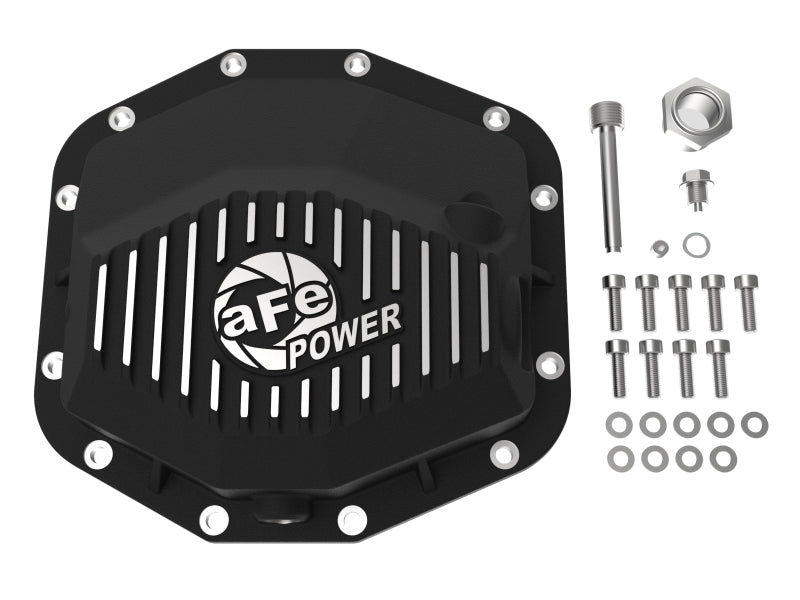 aFe POWER 21-22 Ram1500 TRX Hemi V8 6.2L PRO Series Rear Diff Cover Black w/Machined Fins & Gear Oil