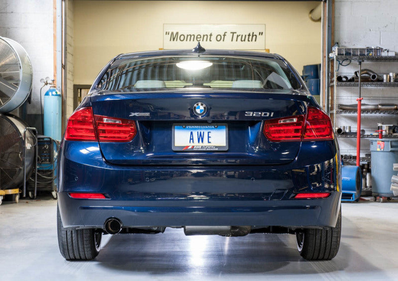 AWE Tuning BMW F30 320i Touring Exhaust w/Performance Mid Pipe - Diamond Black Tip (90mm)