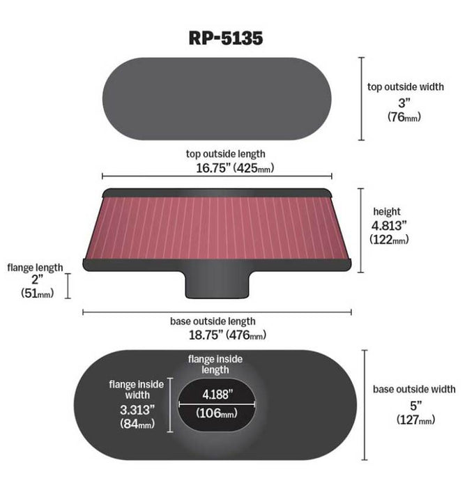 K&N Air Filter with Carbon Fiber Top and Base