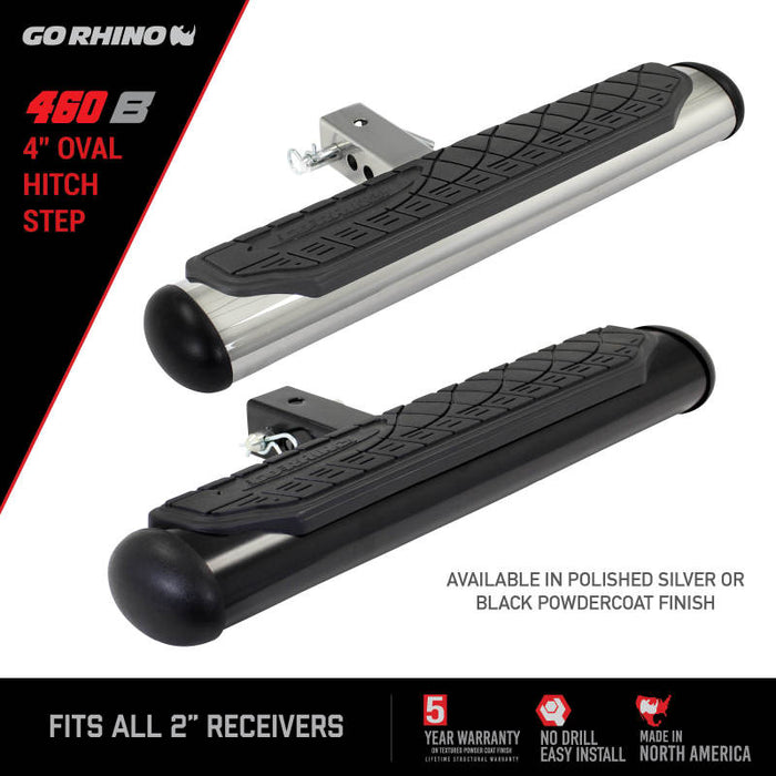 Go Rhino 4in Oval Hitch Step - Black