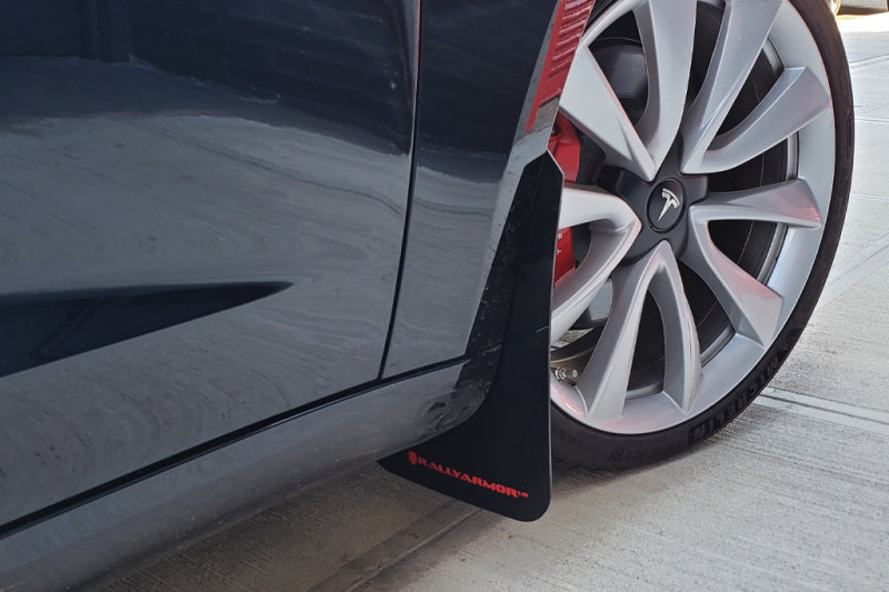 Rally Armor 17-22 Tesla Model 3 Black UR Mud Flap w/ Red Logo