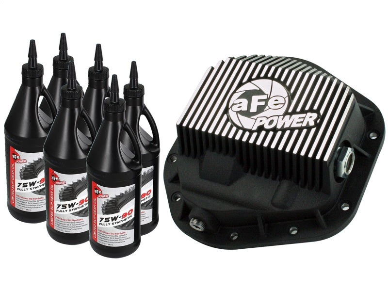 aFe Power Front Diff Cover w/ 75W-90 Gear Oil 5/94-12 Ford Diesel Trucks V8 7.3/6.0/6.4/6.7L (td)