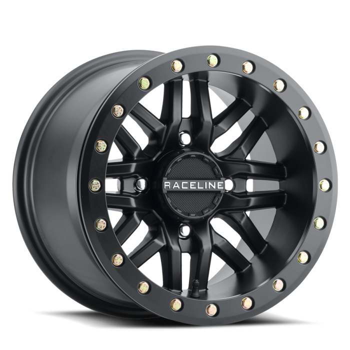 Raceline A91B Ryno 15x7in / 4x156 BP / 10mm Offset / 132.5mm Bore - Satin Black Beadlock Wheel