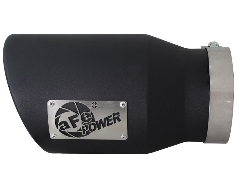 aFe MACHForce XP 5in 304 Stainless Steel Exhaust Tip 5 In x 7 Out x 12L in Bolt On Right - Black