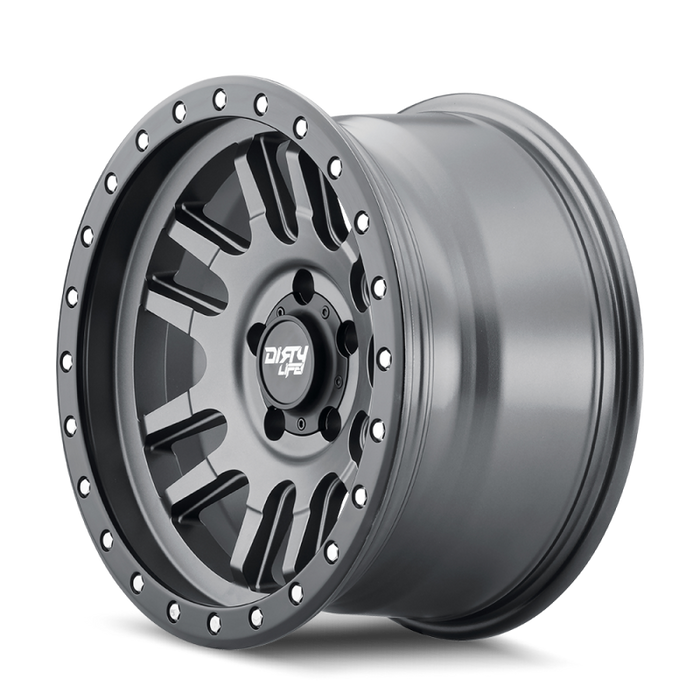 Dirty Life 9309 Canyon Pro 17x9/5x127 BP/-12mm Offset/71.5mm Hub Satin Graphite Wheel - Beadlock